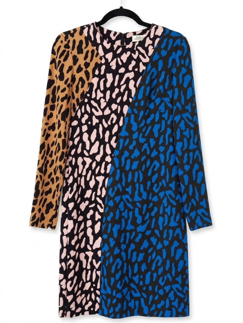 DVF Diane von Furstenberg Colorblock Leopard A-Line Dress Sz 0